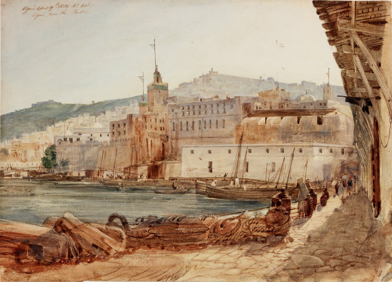Limandan Cezayir (kağıt üzerine kalem ve suluboya) by William Wyld