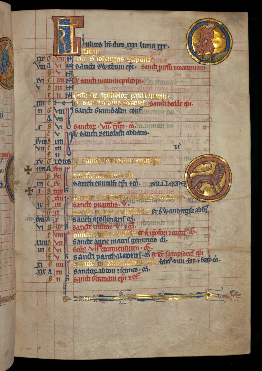 Ms 322 f.4r, Temmuz, bir erkek tırpanı, 