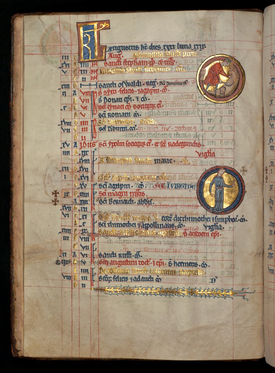 Ms 322 f.4v, August, mısır kesen bir adam, 