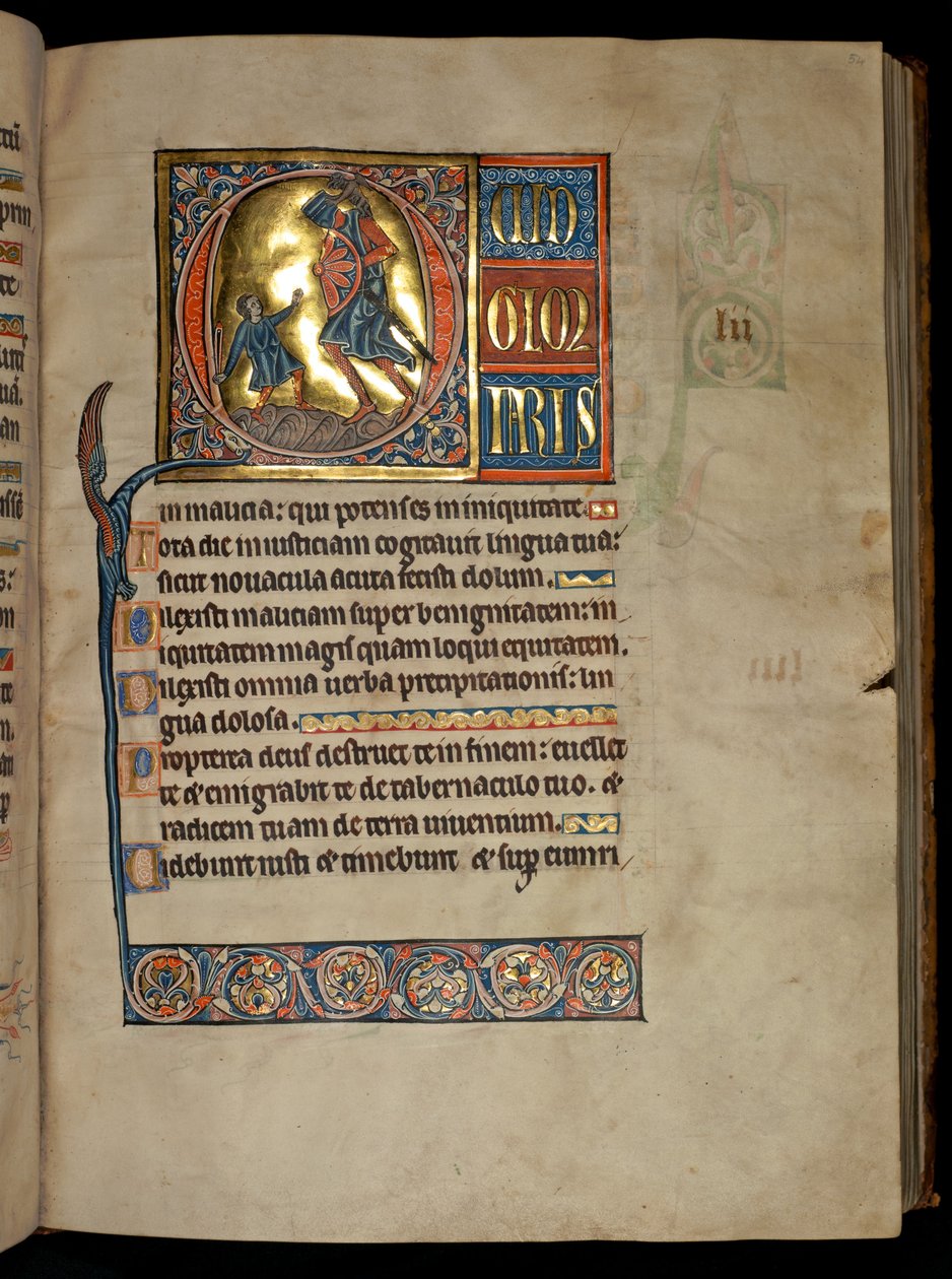 Ms 322 f.54r, Mezmur 51, ilk Q, David ve Goliath, 