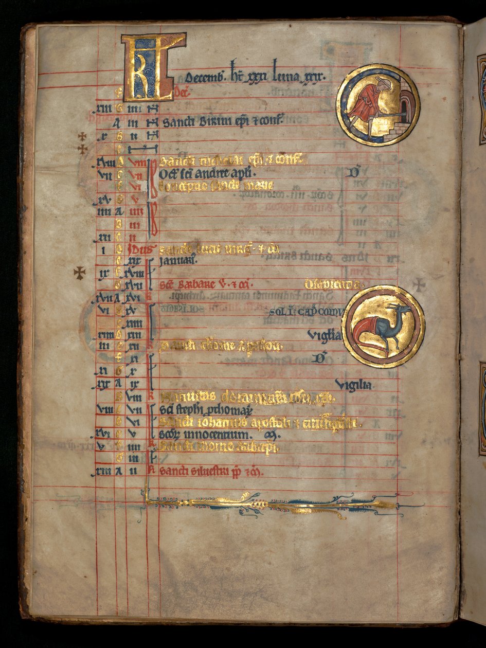 Ms 322 f.6v, Aralık, ekmekleri fırına yerleştiren bir adam, 