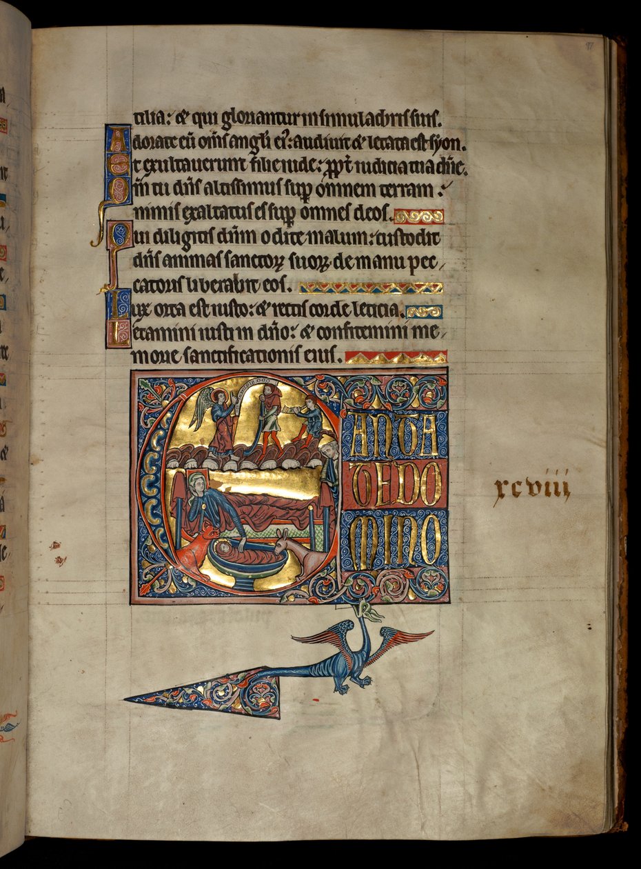 Ms 322 f.97r, ಕೀರ್ತನೆ 97, ಆರಂಭಿಕ C, ಕುರುಬರಿಗೆ ಘೋಷಣೆ, 