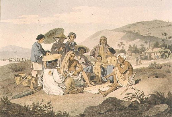 Bir Cochin Chinese Grubu, Thomas Medland (1755-1823) 1806 (aquatint) tarafından John Barrow (1764-1848) tarafından 