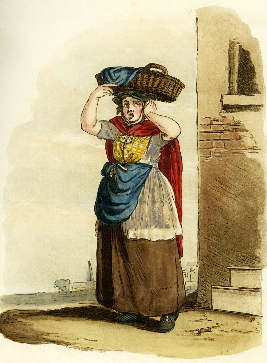 Balık satıcısı, İngiltere. İngilizce gravür by William (after) Alexander
