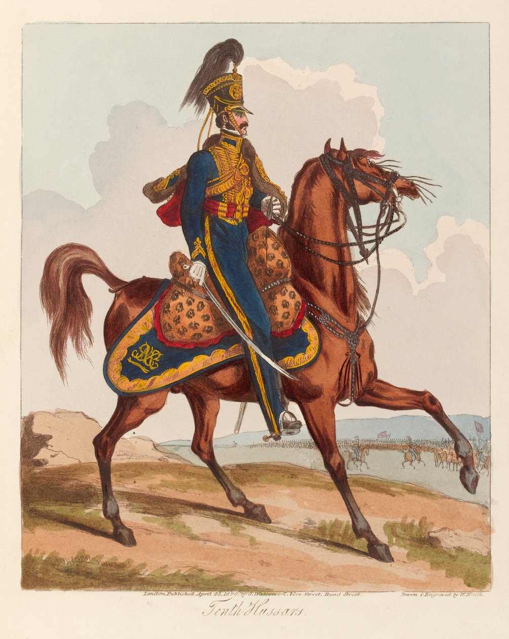 Onuncu Hussars (aquatint, renkli) by William (after) Heath