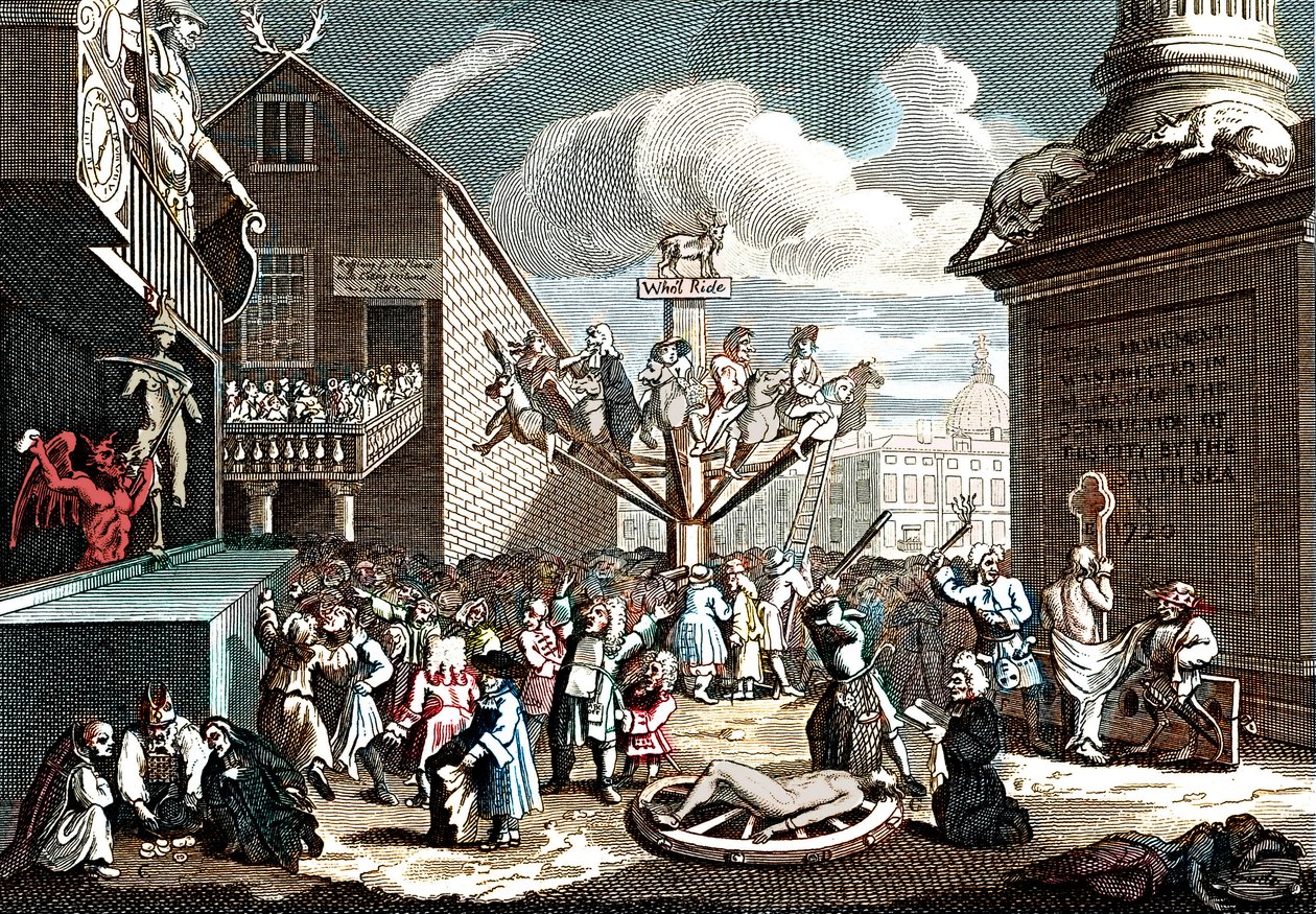 Güney Denizi Planının sembolik baskısı by William (after) Hogarth