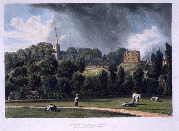 Kriket Sahası yakınından Harrow Kilisesi ve Okulu, Joseph Constantine Stadler (fl.1780-1812) tarafından oyulmuş 