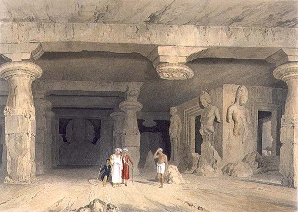 Bombay yakınlarındaki Elephanta Büyük Mağara Tapınağı
