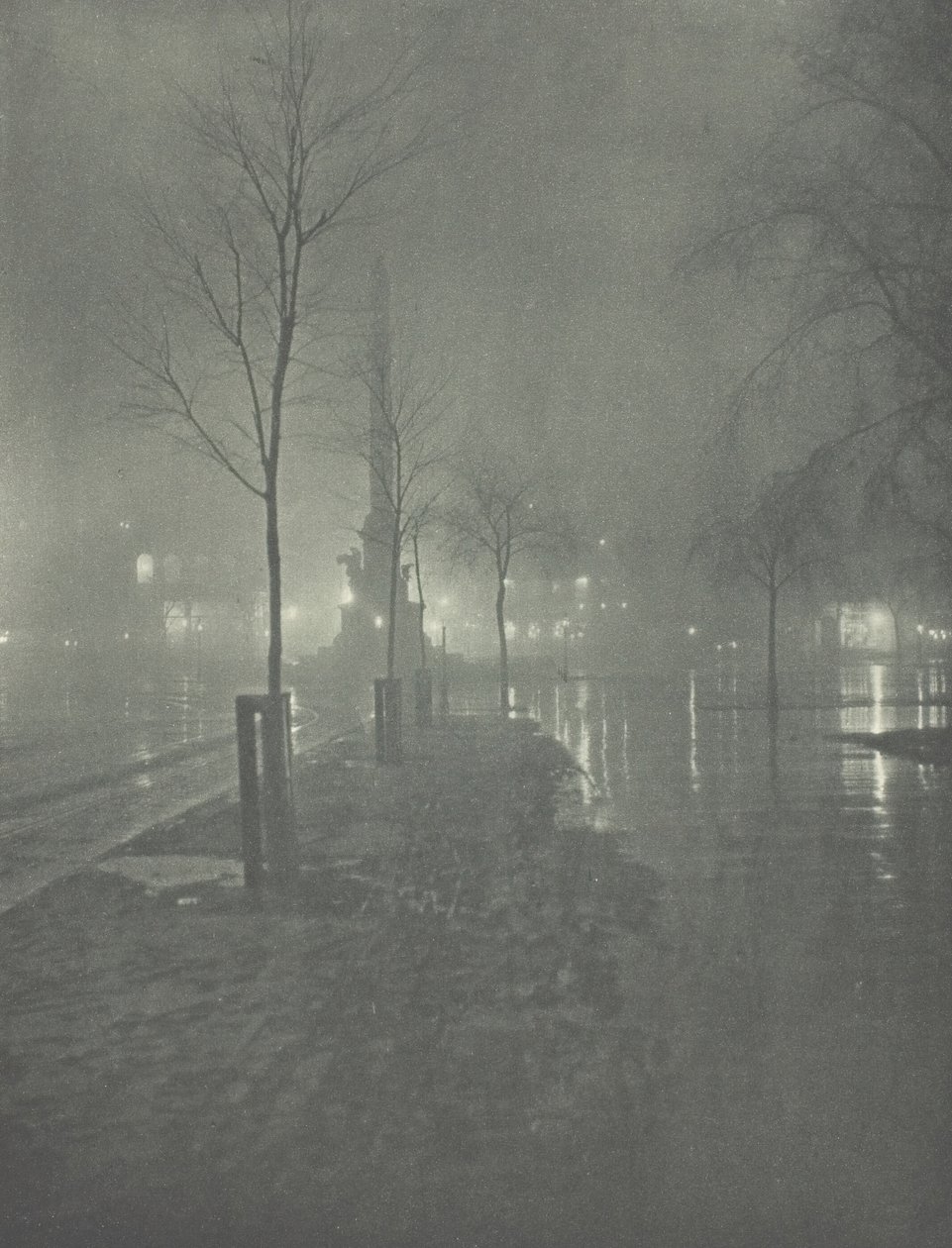 Islak Gece, Columbus Circle, New York, c. 1897. by William A. Fraser