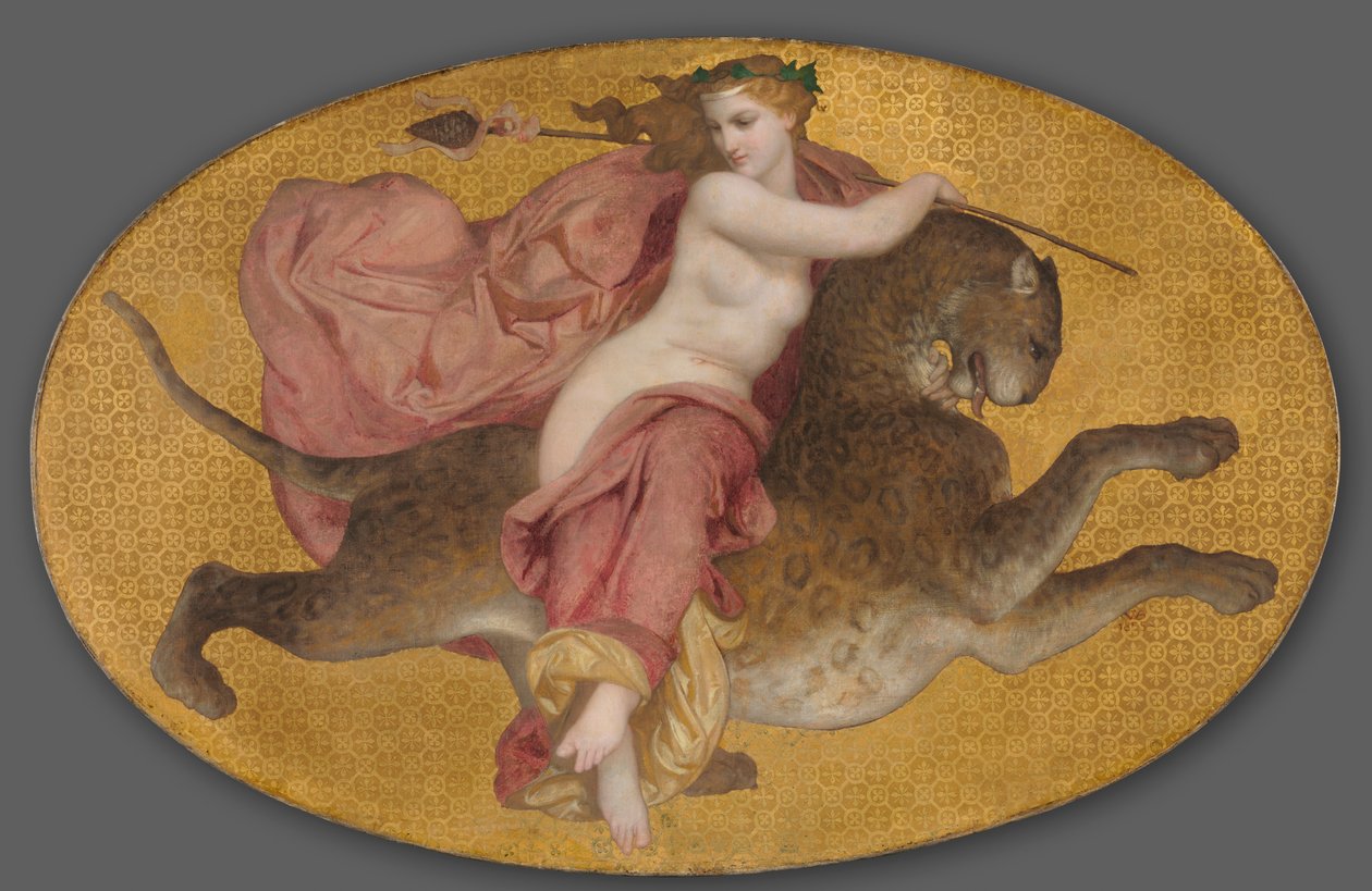 Panter Üzerinde Bacchante, 1855. by William Adolphe Bouguereau