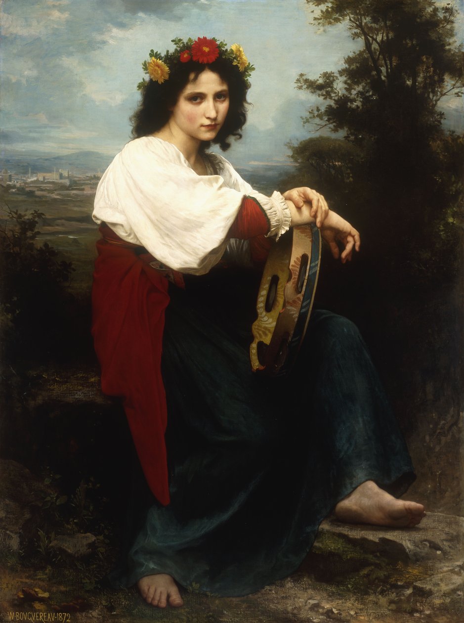 Tefli İtalyan kadın, 1872 by William Adolphe Bouguereau