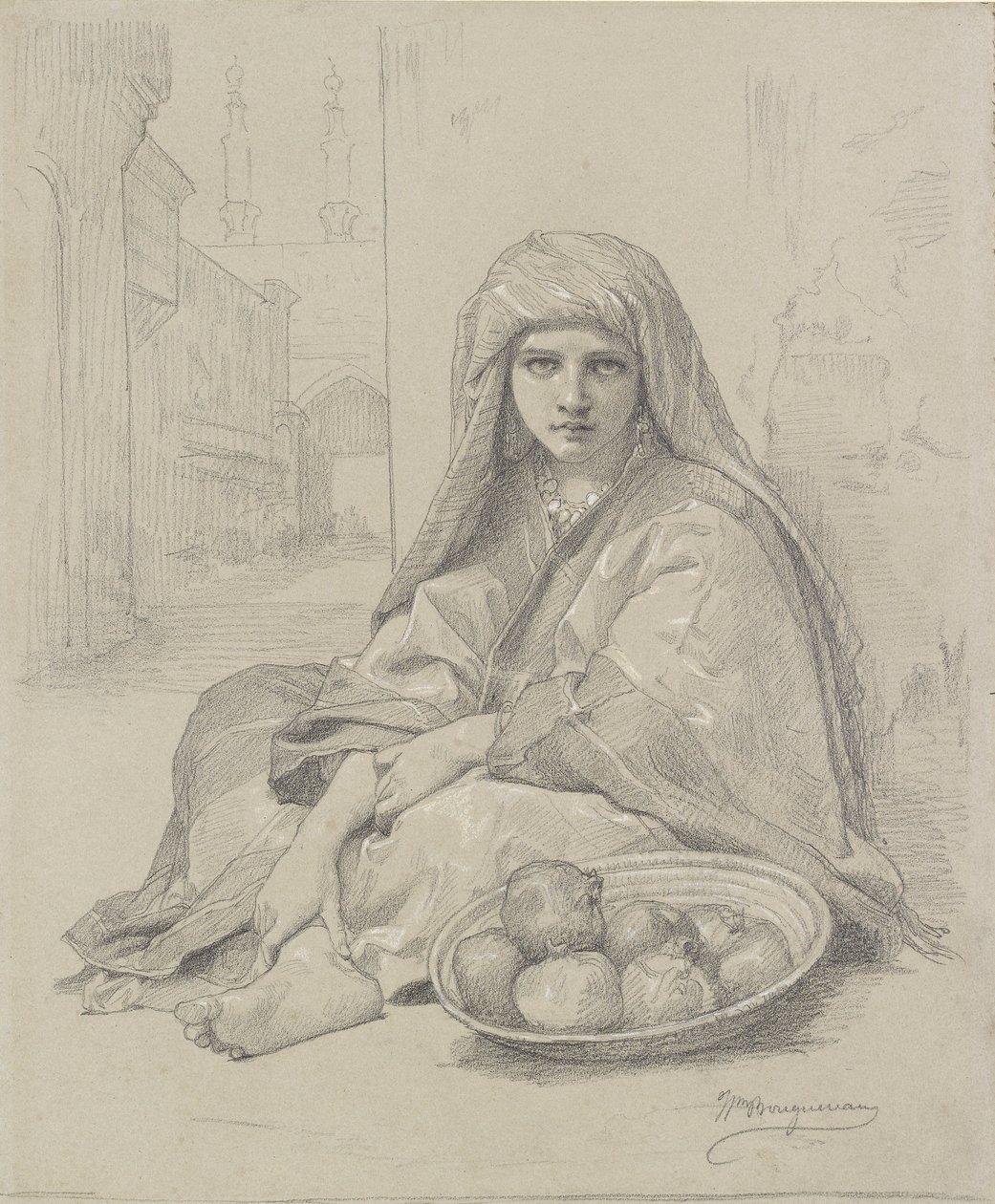 Nar satan Kuzey Afrikalı Kız, 19. yüzyılın sonlarında by William Adolphe Bouguereau