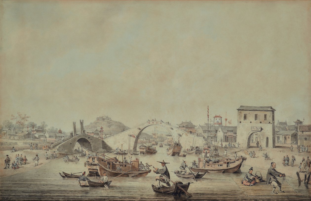 Çin Büyükelçiliği mavnaları bir köprünün altından geçmeye hazırlanıyor by William Alexander