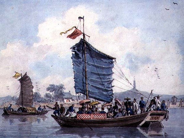 Yelken altında Önemsizler ile Çin nehir sahnesi by William Alexander