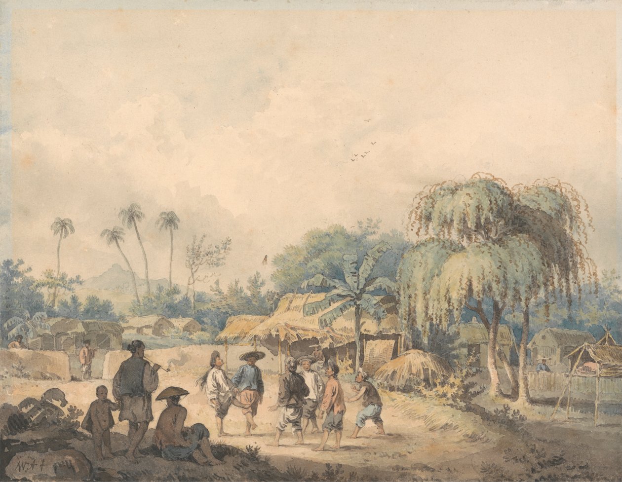 Çin'de Raketle Oynayan Cochin Yerlileri by William Alexander