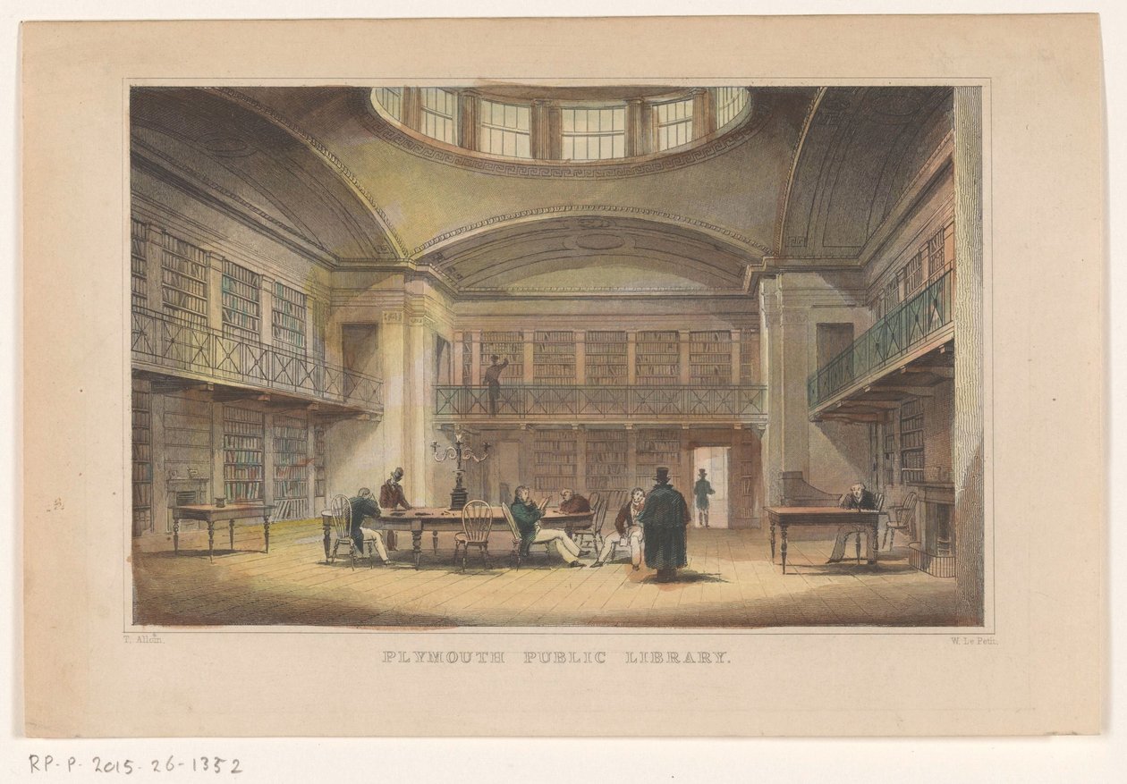 Bibliotheek van Plymouth Plymouth Halk Kütüphanesi (nesne üzerindeki başlık) by William Alexander Le Petit