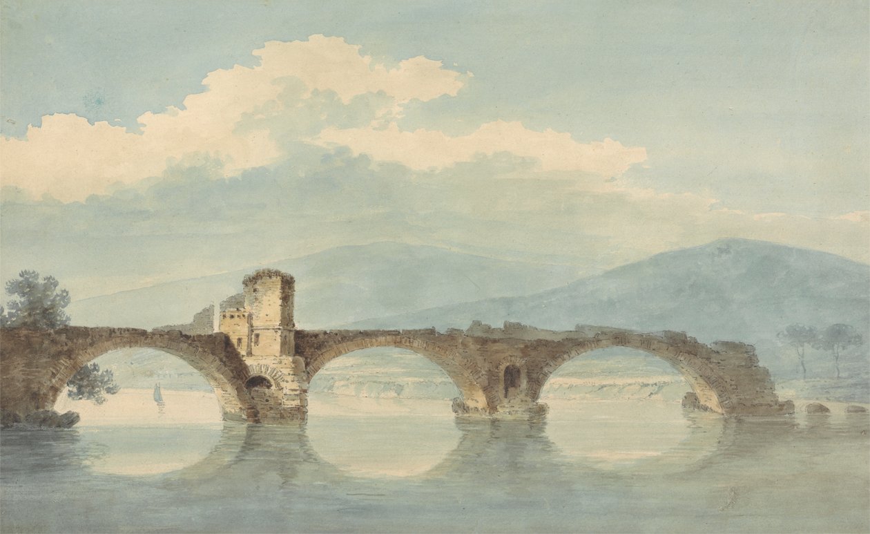 Arno üzerinde bir köprü (?) by William Alfred Delamotte