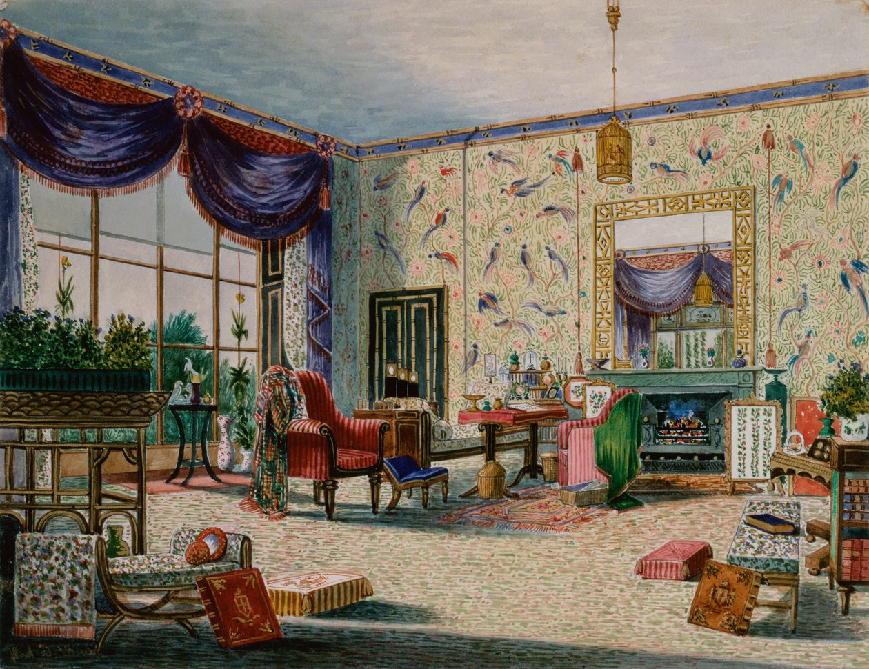 Çin Çizim Odası, Middleton Park, Oxfordshire by William Alfred Delamotte