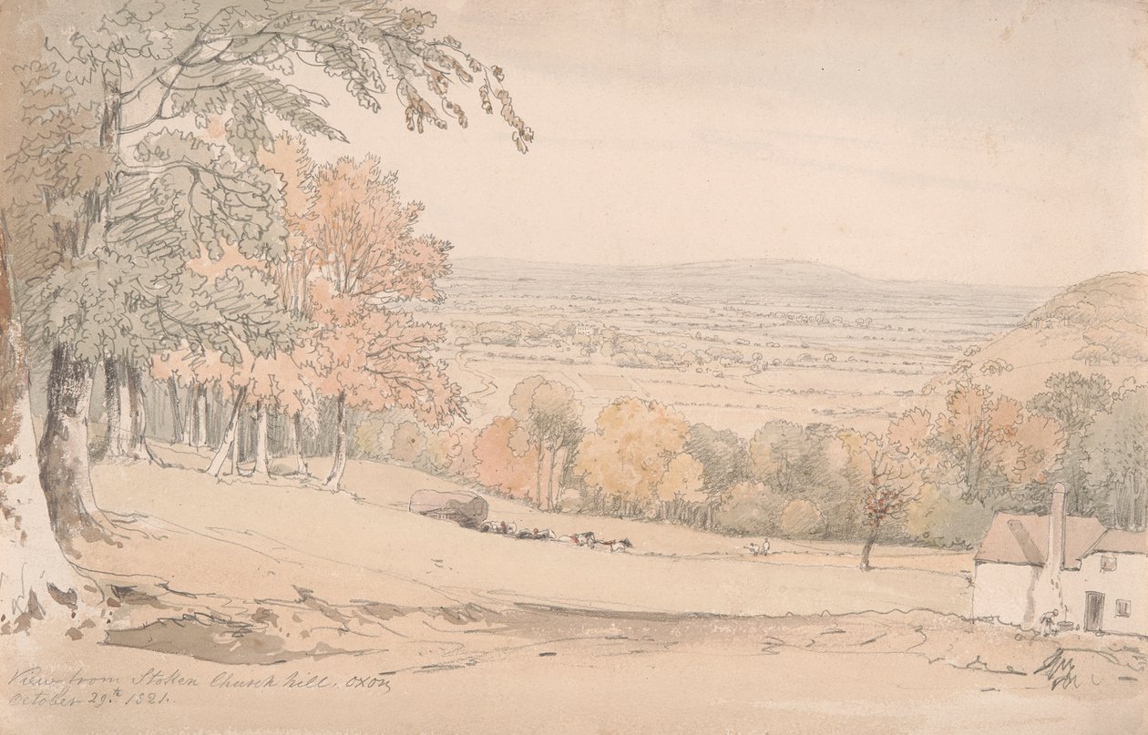 Stokenchurch Hill, Buckinghamshire'dan görünüm by William Alfred Delamotte