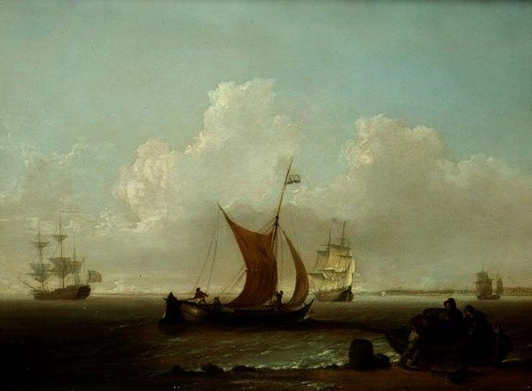 Hollanda kıyılarında bir tekne yükleyen balıkçılarla Hollanda kıyılarında nakliye by William Anderson