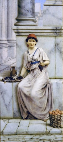 Bir Roma Meyve Satıcısı (kağıt üzerine suluboya) by William Anstey Dollond
