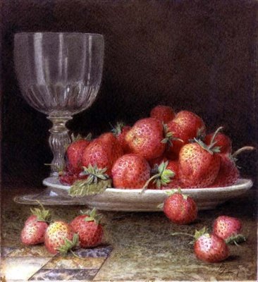 Çilek ve Bardak (suluboya) by William B. Hough