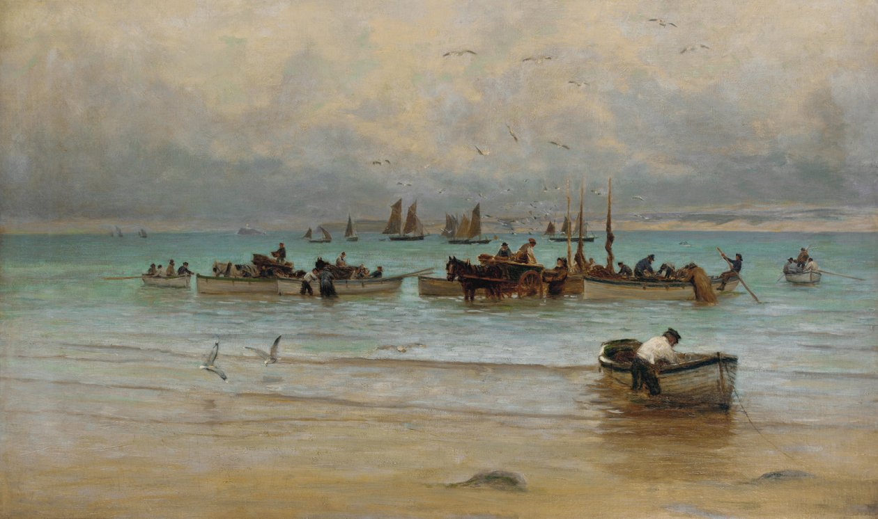 Düşük Gelgitte Balık Yükleme, St. Ives by William Banks Fortescue