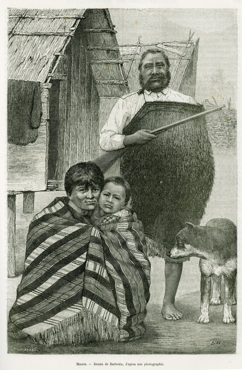 Üç kuşak Maori. Edouard Charton (1807-1890), Hachette, Paris tarafından yönetilen le tour du monde 1890