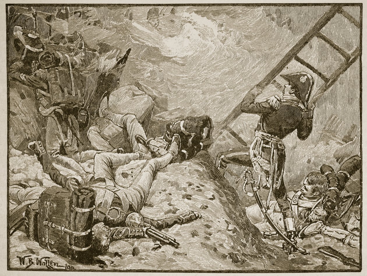 Ratisbon'da Mareşal Lannes, 'Cassell's Illustrated History of England'dan bir çizim (sepya fotoğrafı) by William Barnes Wollen