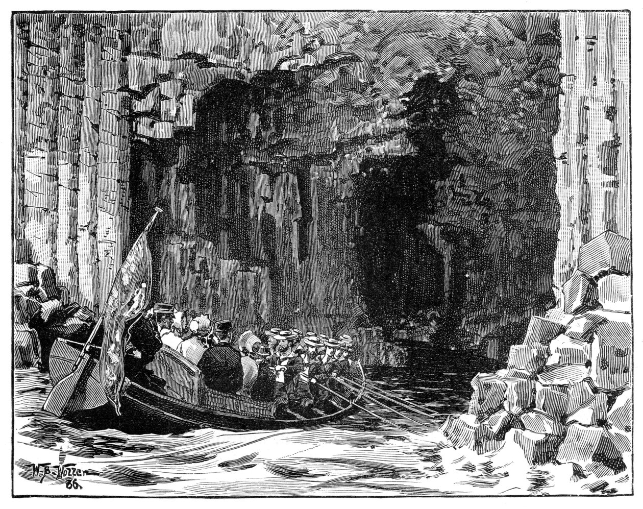 Fingals Mağarası Kraliyet Ziyareti, Staffa, İskoçya, 1847, 1900. by William Barnes Wollen