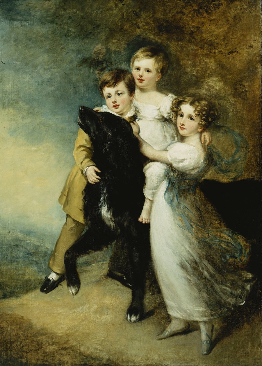 Bir Manzarada Köpekli Üç Çocuk, by William Beechey