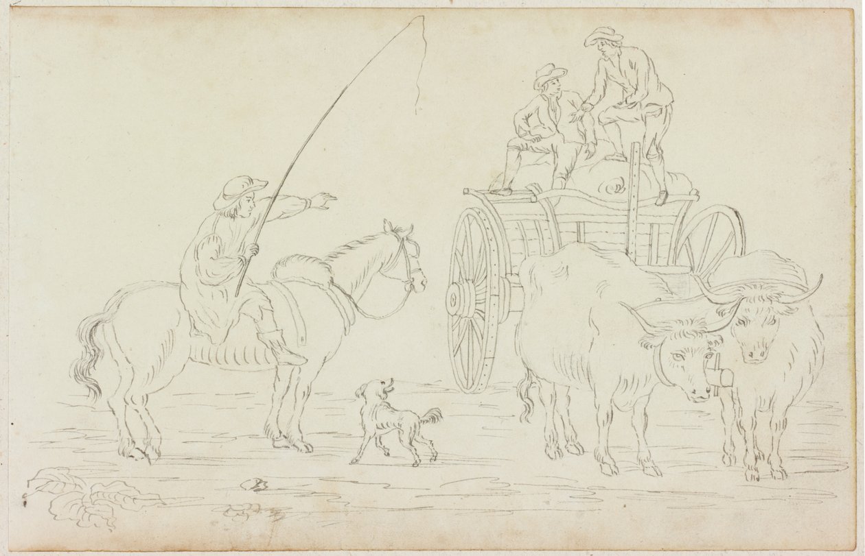 Oxcart Yolu Kapatıyor (kağıt üzerinde kurşun kalem (M754 ile kağıt üzerinde)) by William Beilby