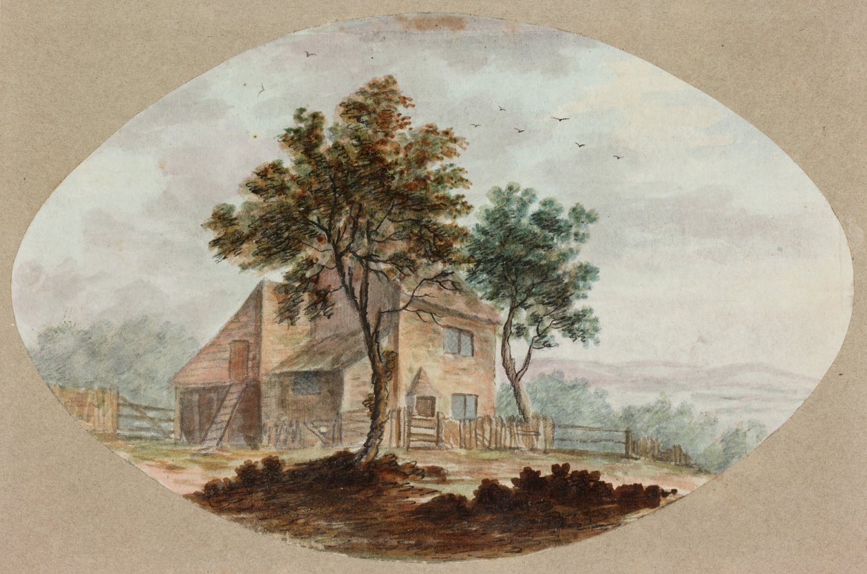 Kırsal Ev (kağıt üzerine kalem ve sulu boya) by William Beilby