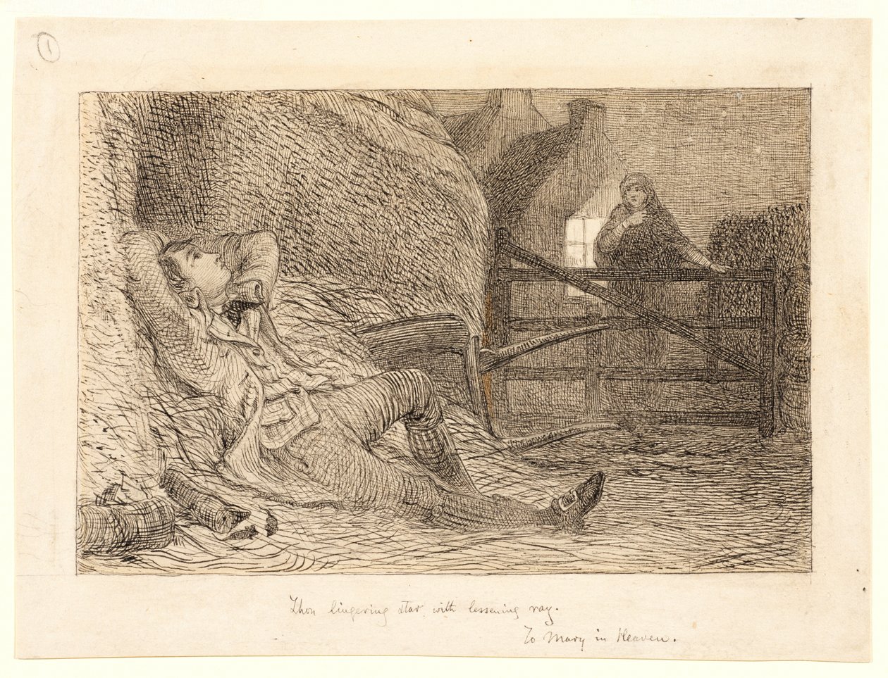 #39;Cennette Meryem#39;e#39; çalışması, 1871 dolayları (grafit, kalem ve siyah mürekkep, grafit) by William Bell Scott