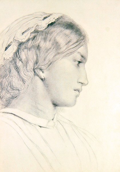 Bir Kızın Kafasının İncelenmesi (kağıt üzerine kalem) by William Bell Scott