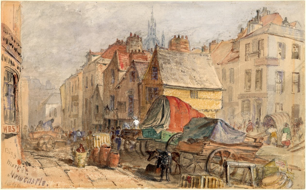 The Bigg Market, Newcastle upon Tyne (kağıt üzerinde gövde rengi) by William Bell Scott