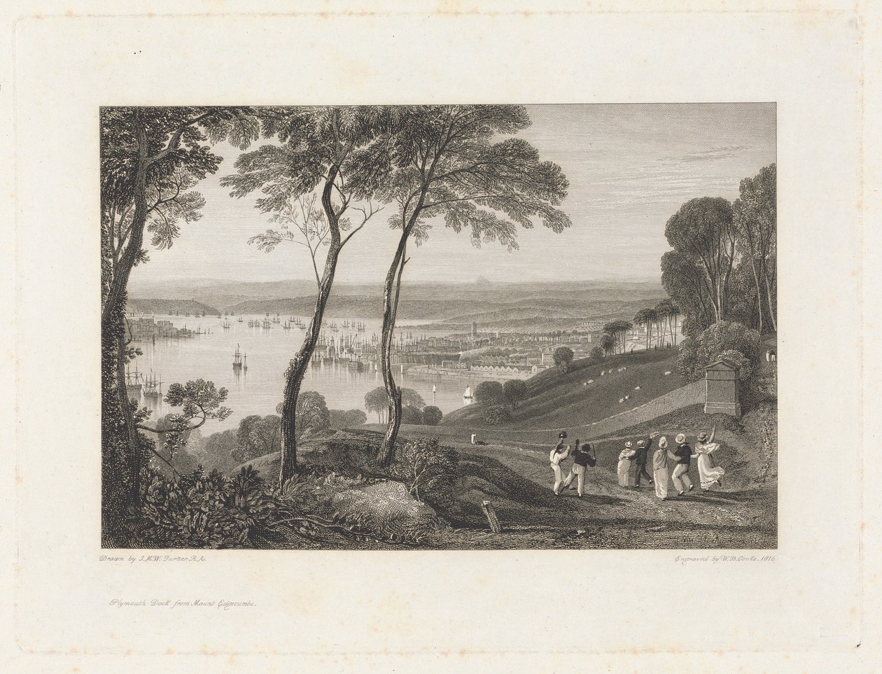 Edgecumbe Dağı'ndan Plymouth Rıhtımı by William Bernard Cooke