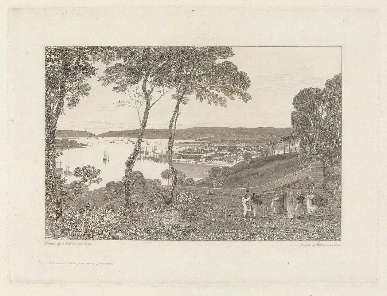 Mount Edgecumbe'den Plymouth Rıhtımı by William Bernard Cooke