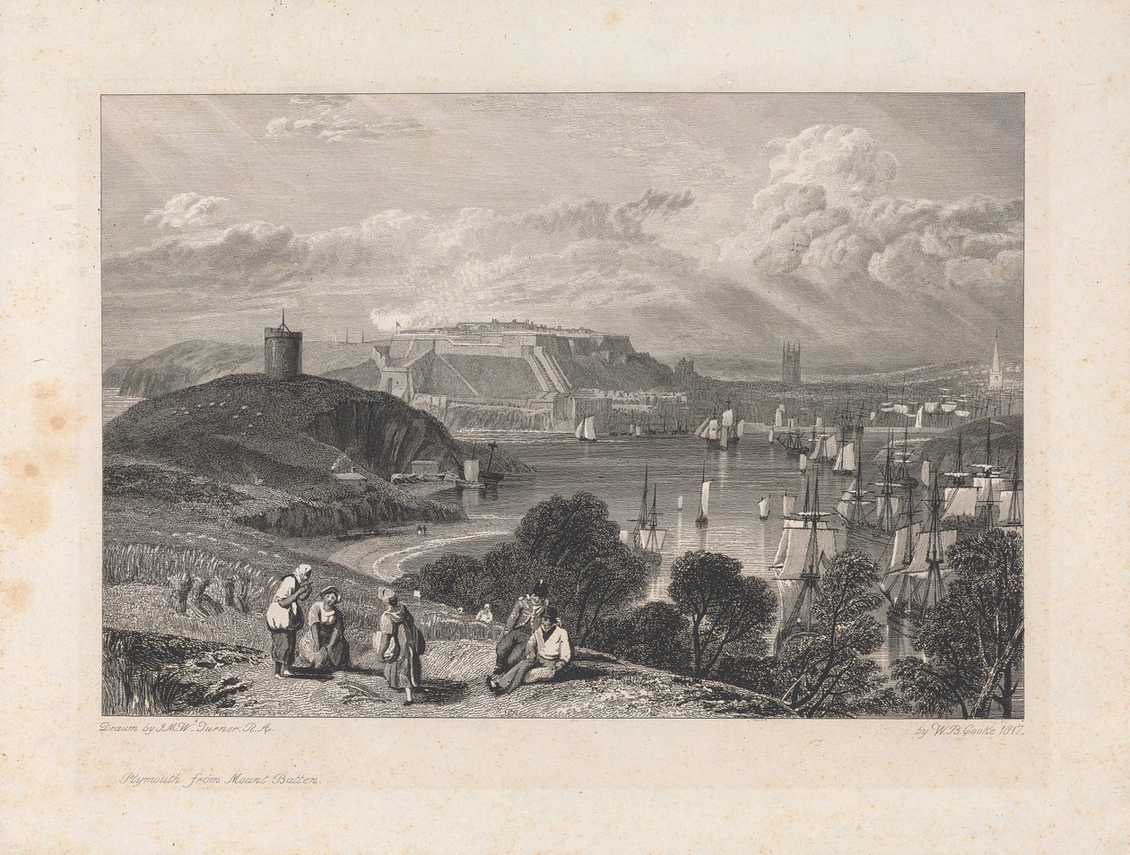 Plymouth, Batten Dağı ile by William Bernard Cooke