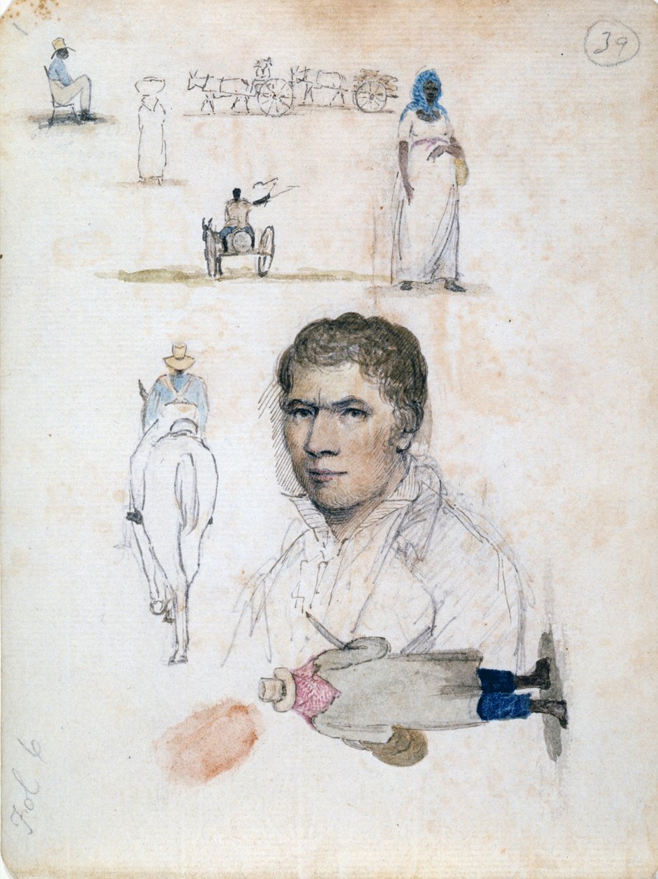 Sanatçı William Berryman tarafından portre, şekil çalışmaları, arabalar dahil sekiz küçük çizim. by William Berryman
