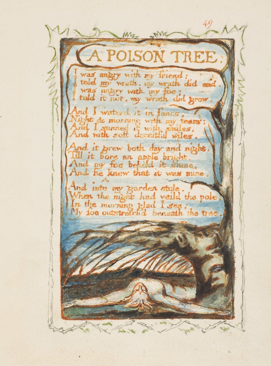 Bir Zehir Ağacı. Masumiyet ve Tecrübe Şarkıları, yaklaşık 1825 by William Blake