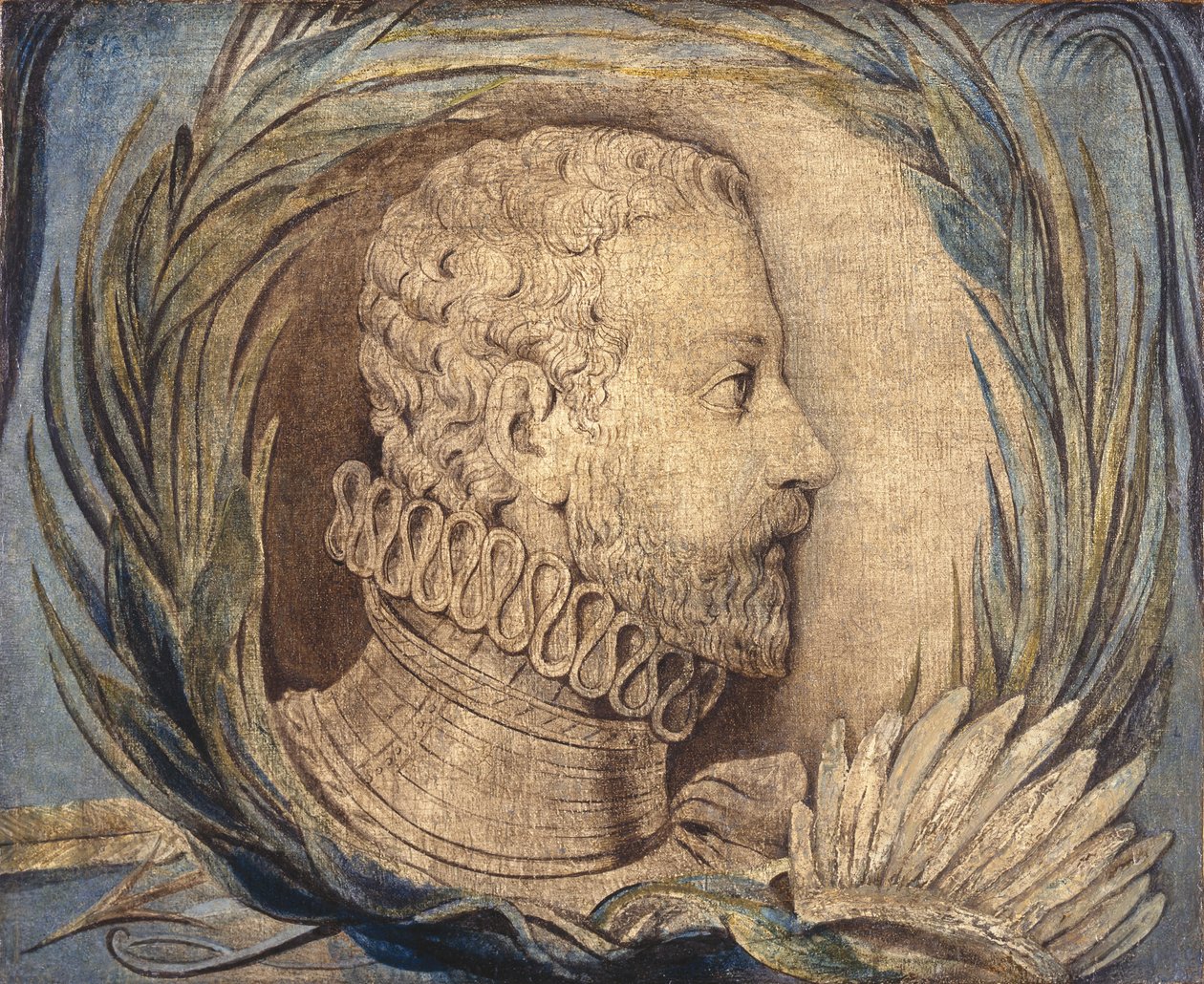 Alonso de Ercilla y Zúñiga, c.1800 (tuval üzerine tempera) by William Blake