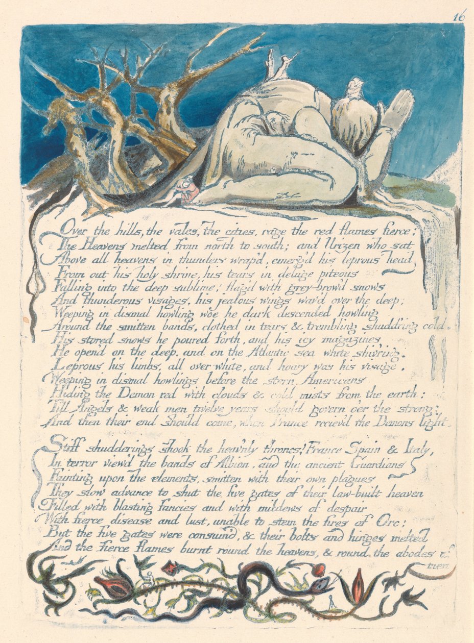 Amerika. Bir Kehanet, Levha 18, Tepelerin Ötesinde.... by William Blake