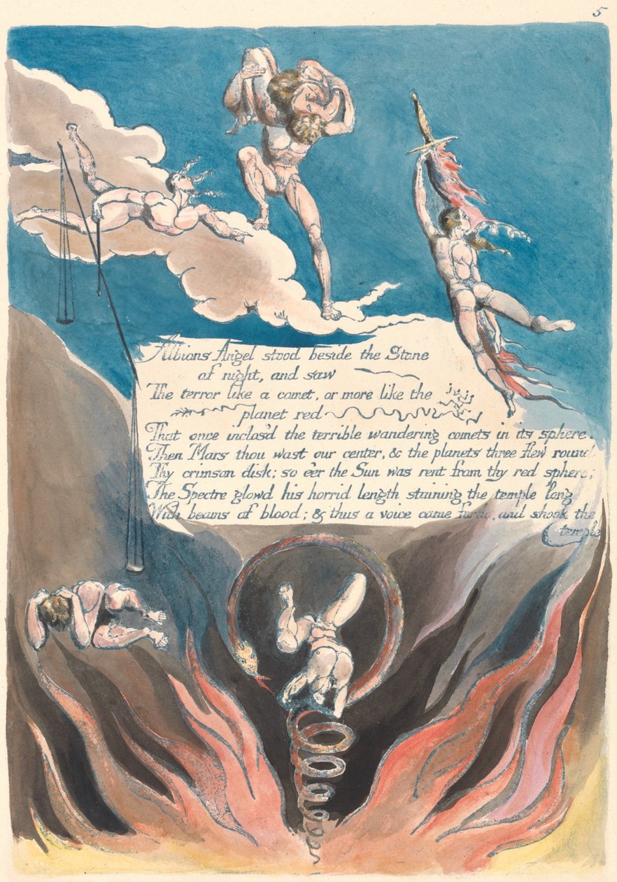 Amerika. Bir Kehanet, Levha 7, Albions Angel ayağa kalktı.... by William Blake