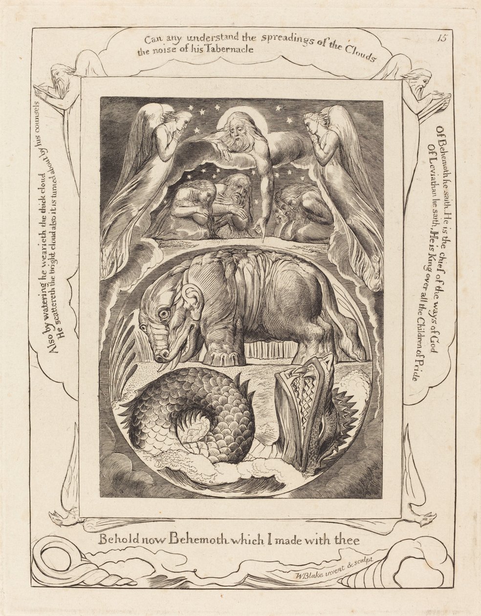 Behemoth ve Leviathan, 1825. by William Blake