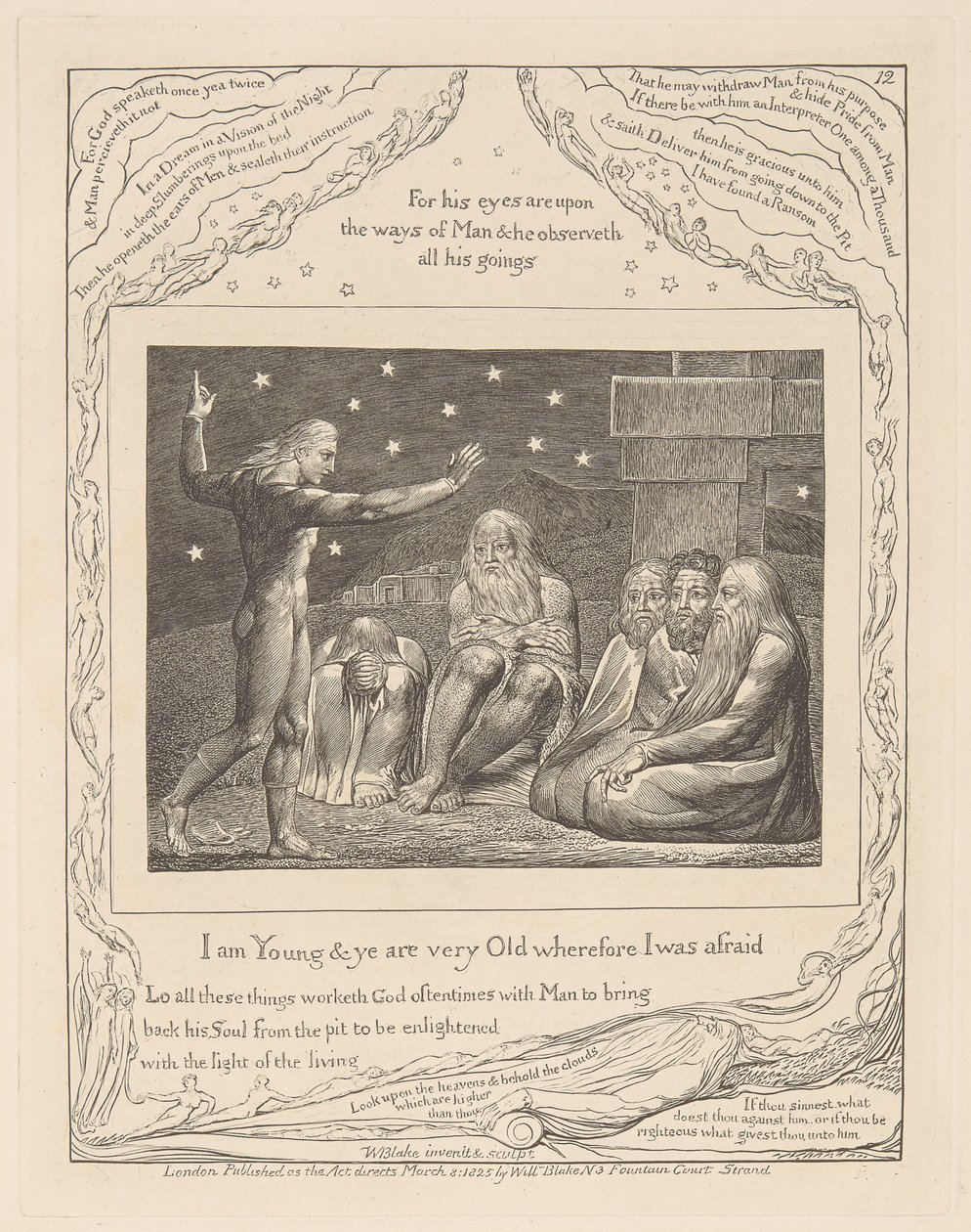 Eyüp Kitabı, Levha 12, Elihu'nun Gazabı by William Blake