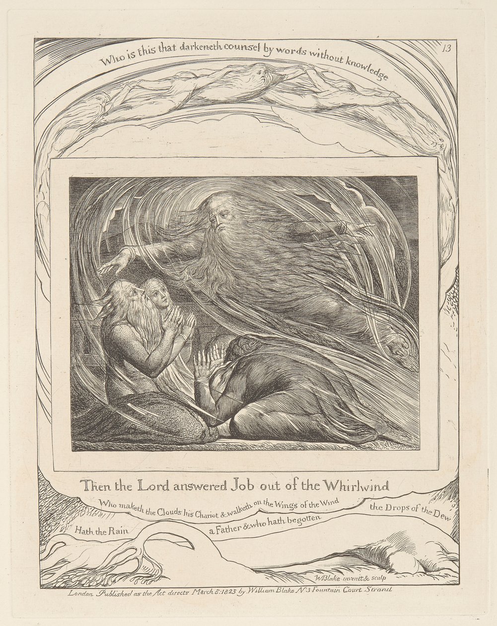 Eyüp Kitabı, Resim 13, Kasırgadan Gelen İşe Cevap Veren Rab by William Blake