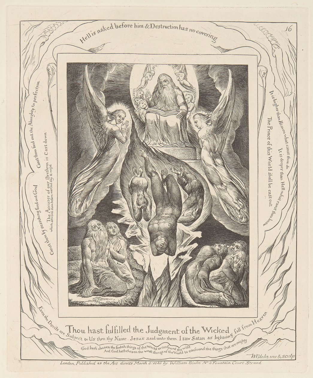 Eyüp Kitabı, Levha 16, Şeytanın Düşüşü by William Blake