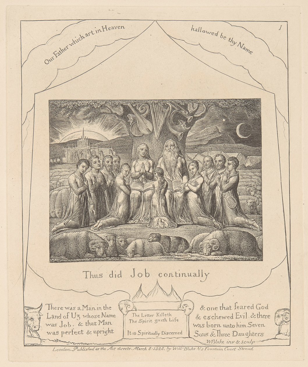 Eyüp Kitabı, Levha 1, Eyüp ve Ailesi by William Blake