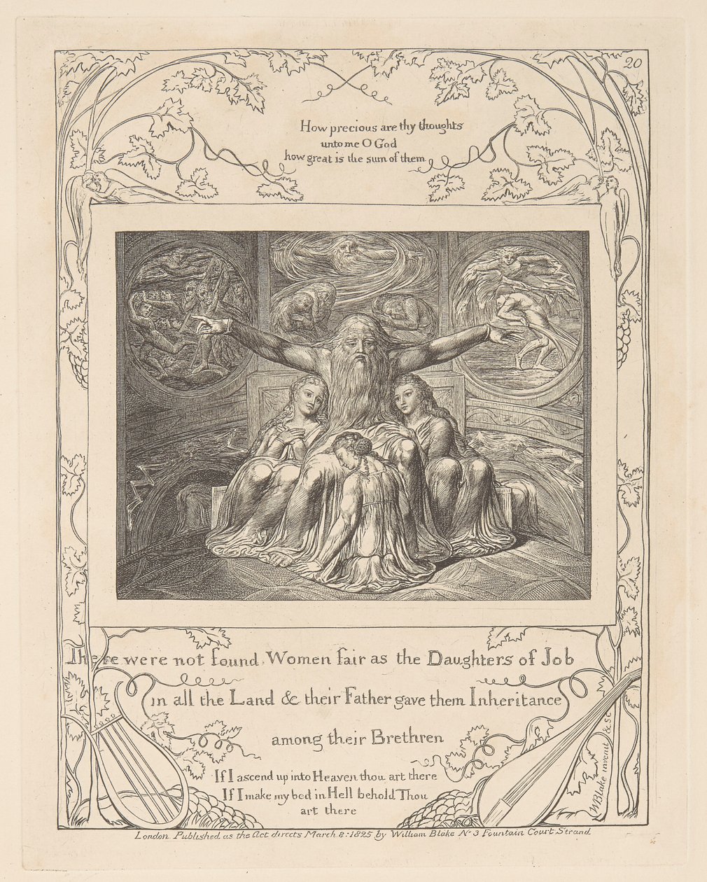 Eyüp Kitabı, Levha 20, Eyüp ve Kızları by William Blake